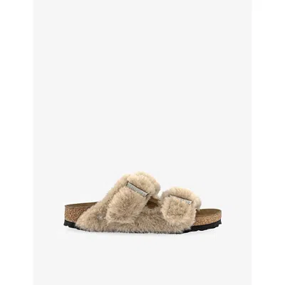 Birkenstock Womens Arizona Suede And Shearling Sandals Sandcastle Eur 37 / 4 Uk In Brown