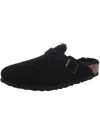 Birkenstock Shearling Buckle Detail Narrow Fit Sandals In Black