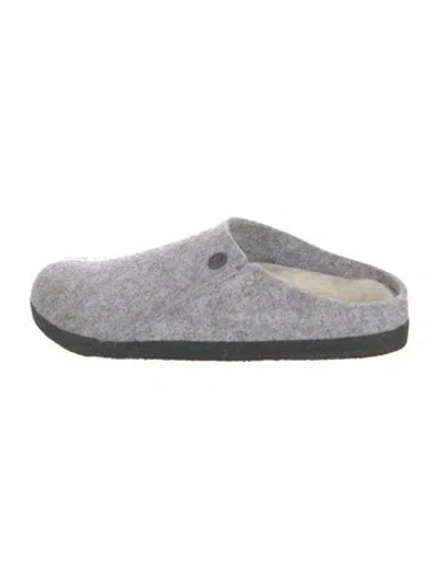 Pre-owned Birkenstock Wool Fur Trim Slippers In Grey