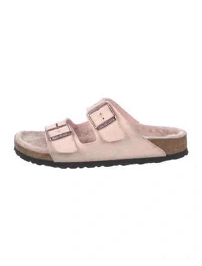 Pre-owned Birkenstock Wool Slides In Pink