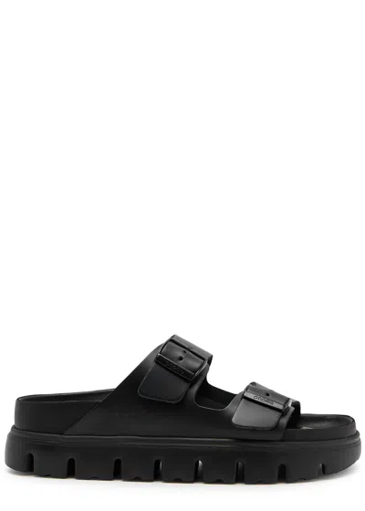 Birkenstock X Papillio Arizona Leather Flatform Sliders In Black