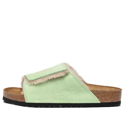 Birkenstock X Stussy Solana Shearling Slide 'washed Green'