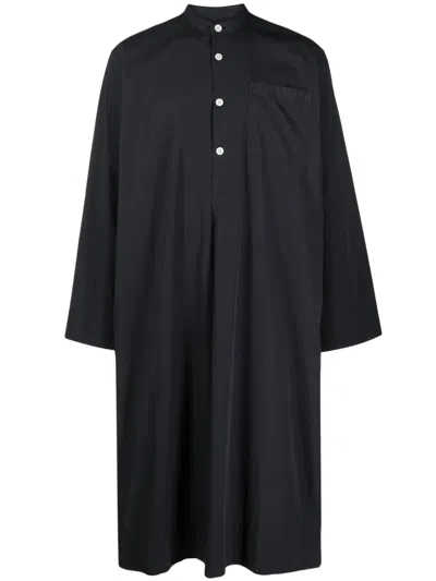 Birkenstock X Tekla Mandarin-collar Organic Cotton Shirt In Black