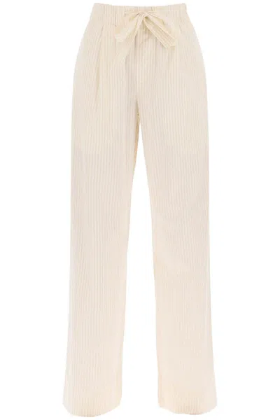 Birkenstock X Tekla Pajama Pants In Striped Organic Poplin In Beige