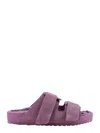 Birkenstock X Tekla Uji Shearling-lined Suede Sandals In Purple