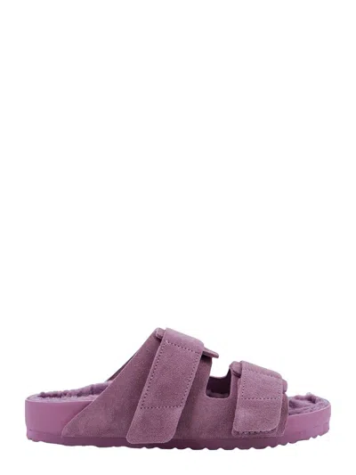 Birkenstock X Tekla Uji Shearling-lined Suede Sandals In Purple