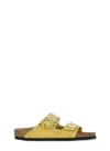 Birkenstock Arizona Rivet Border Leather Sandals With Applied Metal Rivets In Yellow