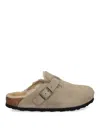 Birkenstock Closed-toe Sandal With Adjustable Strap And Contoured Footbed In Neutral