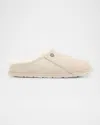 Birkenstock Zermatt Suede Shearling Slipper Mules In Antique Whitenatural