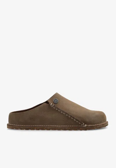 Birkenstock Zermatt Suede Slides In Brown