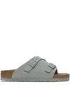 Birkenstock Double Buckle Suede Sandals With Open Round Toe