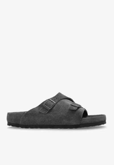 BIRKENSTOCK ZÜRICH DOUBLE-BUCKLE SUEDE SLIDES