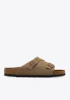 Birkenstock Zurich Double-strap Leather Slides In Taupe