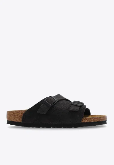 Birkenstock Zurich Double-strap Suede Slides In Gray