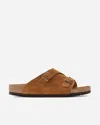 Birkenstock Mink Suede Slippers With Two Adjustable Straps In Brown
