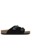 Birkenstock Zurich Double-strap Suede Slides In Black