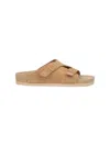 Birkenstock Zurich Suede Double Strap Slides In Beige