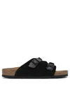 Birkenstock Zurich Double-strap Suede Slides In Black