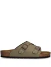 Birkenstock Zürich Suede Canvas Sandals Faded Khaki In Green