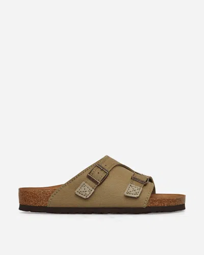 Birkenstock Zürich Suede Canvas Sandals Faded Khaki In Green