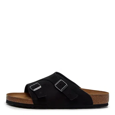 Birkenstock Zurich 单带绒面皮凉鞋 In Black