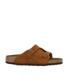 Birkenstock Mink Suede Slippers With Two Adjustable Straps In Brown