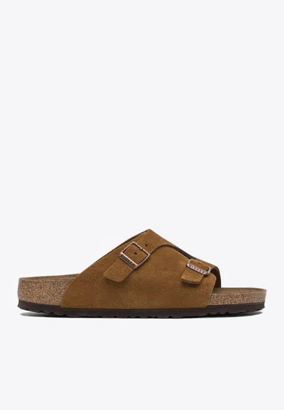 Birkenstock Zurich Suede Slides In Brown