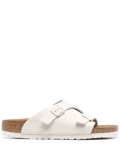 Birkenstock Zürich Suede Slip-on Sandals In 白色