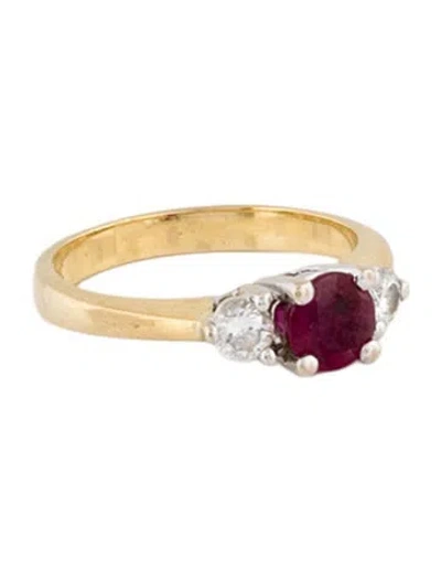 Pre-owned Birks 18k Ruby & Diamond Cocktail Ring In Multi