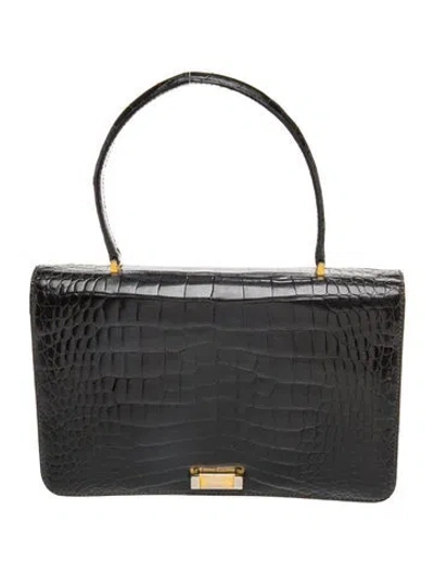 Pre-owned Birks Alligator Top Handle Bag In Black