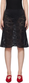 Birrot Black Rose Midi Skirt In Black