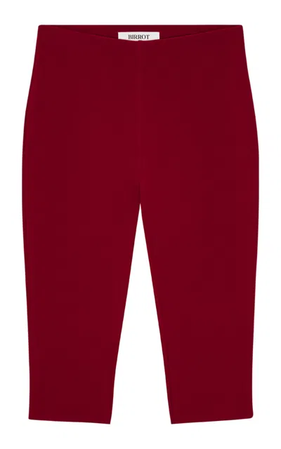 Birrot Bonded Crepe Capri Pants In Red