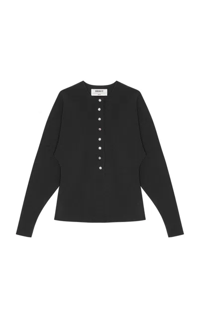 Birrot Bonded Crepe Cardigan In Black