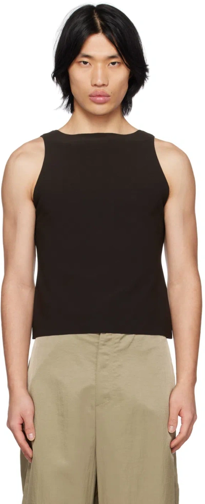 Birrot Brown Boat Neck Tank Top In Espresso