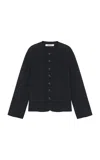 Birrot Collarless Cardigan Jacket In Black