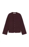 Birrot Collarless Cardigan Jacket In Burgundy