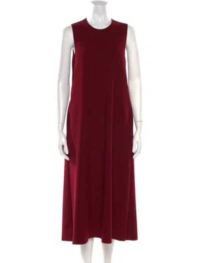 Pre-owned Birrot Crew Neck Long Dress In Red