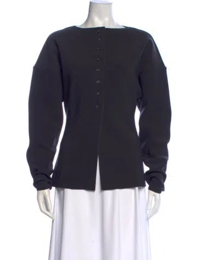 Pre-owned Birrot Crew Neck Long Sleeve Button-up Top W/ Tags In Blue