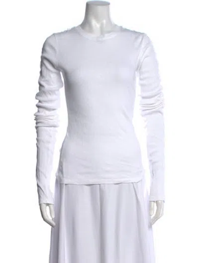 Pre-owned Birrot Crew Neck Long Sleeve Top In White