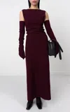 Birrot Draped Maxi Dress In Burgundy
