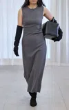 Birrot Draped Maxi Dress In Silver