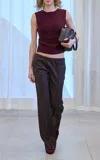 Birrot Draped Sleeveless Top In Burgundy