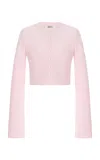 Birrot Exclusive Lay2 Cropped Bonded Crepe Cardigan In Pink