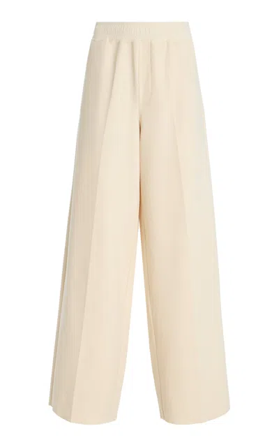 Birrot Exclusive Lay2 Drawstring Crepe Wide-leg Pants In Neutral