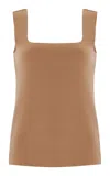 Birrot Exclusive Lay2 Sleeveless Bonded Crepe Top In Brown