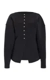 Birrot Exclusive Lay3 Bonded Crepe Cardigan In Black