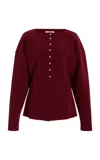 Birrot Exclusive Lay3 Bonded Crepe Cardigan In Burgundy