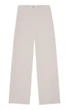 Birrot High-waisted Bonded Crepe Straight-leg Pants In Ivory