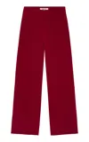 Birrot High-waisted Bonded Crepe Straight-leg Pants In Red