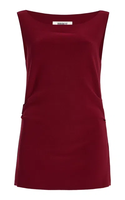 Birrot Lay2 Draped Crepe Top In Burgundy
